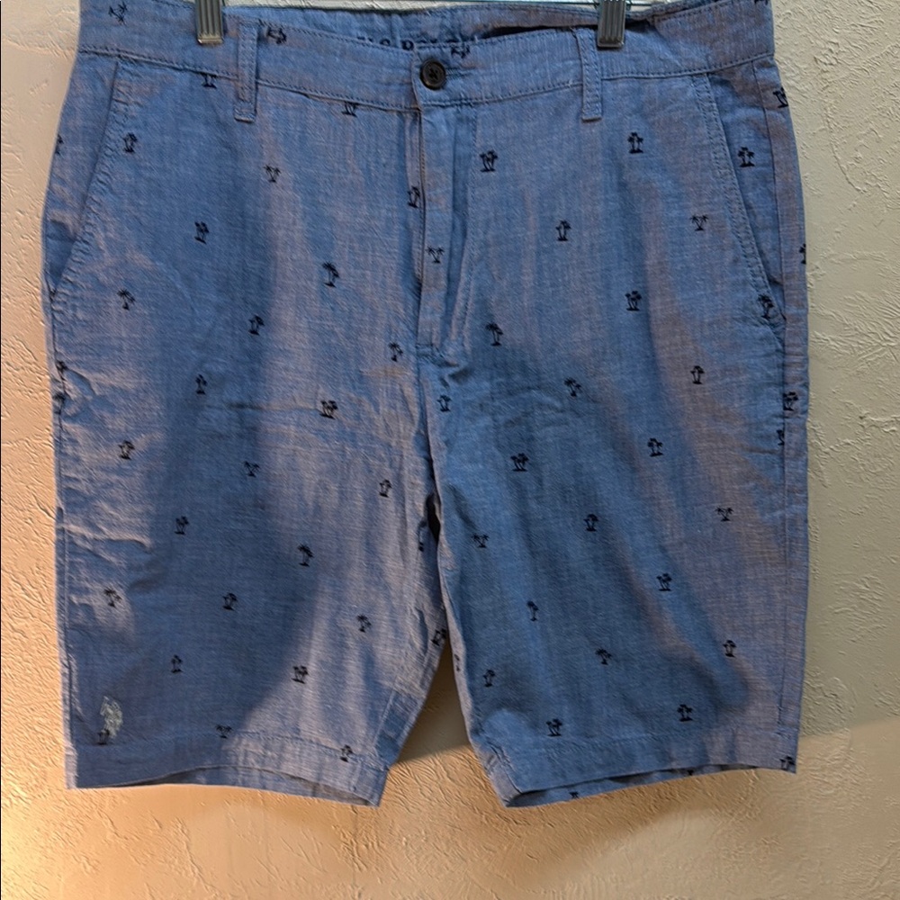 U.S. Polo Assn. Blue Flat Front Shorts with Nautical Pattern